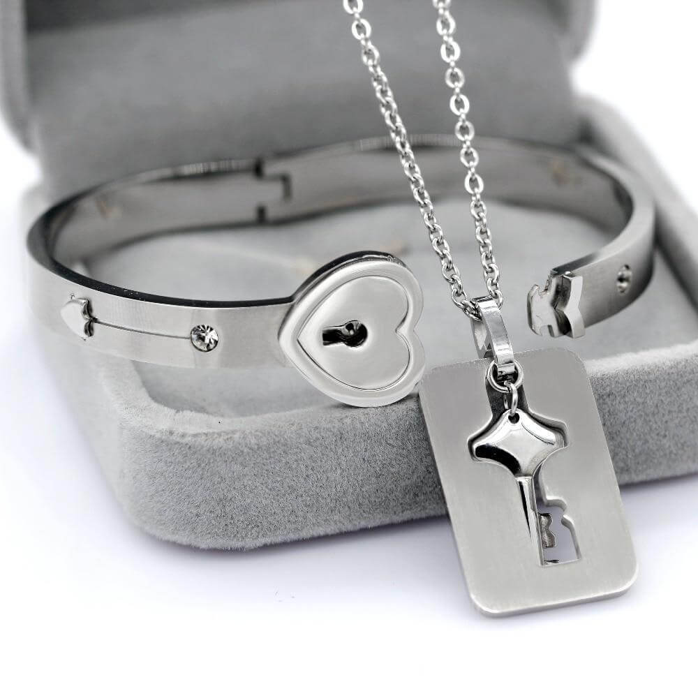 Amoréa - SEI LA CHIAVE DEL MIO CUORE – Set Bracciale + Collana