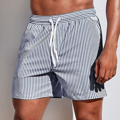 Costumi da bagno a righe per uomini – Pantaloni da nuoto leggeri con cordoncino