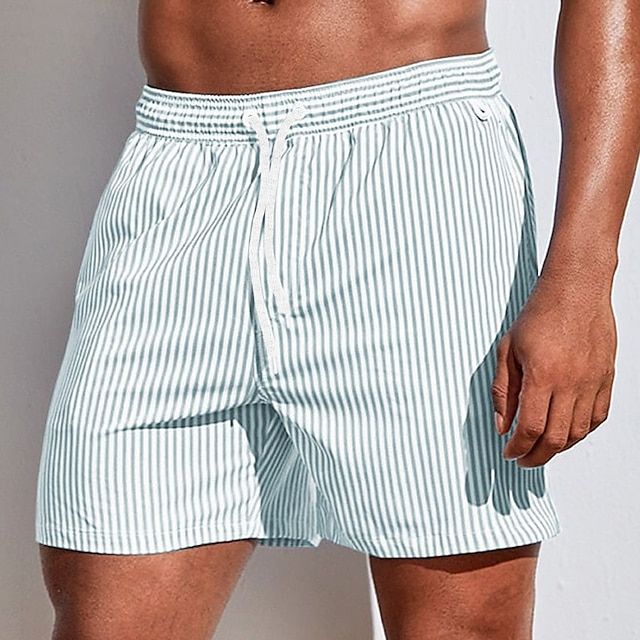 Costumi da bagno a righe per uomini – Pantaloni da nuoto leggeri con cordoncino