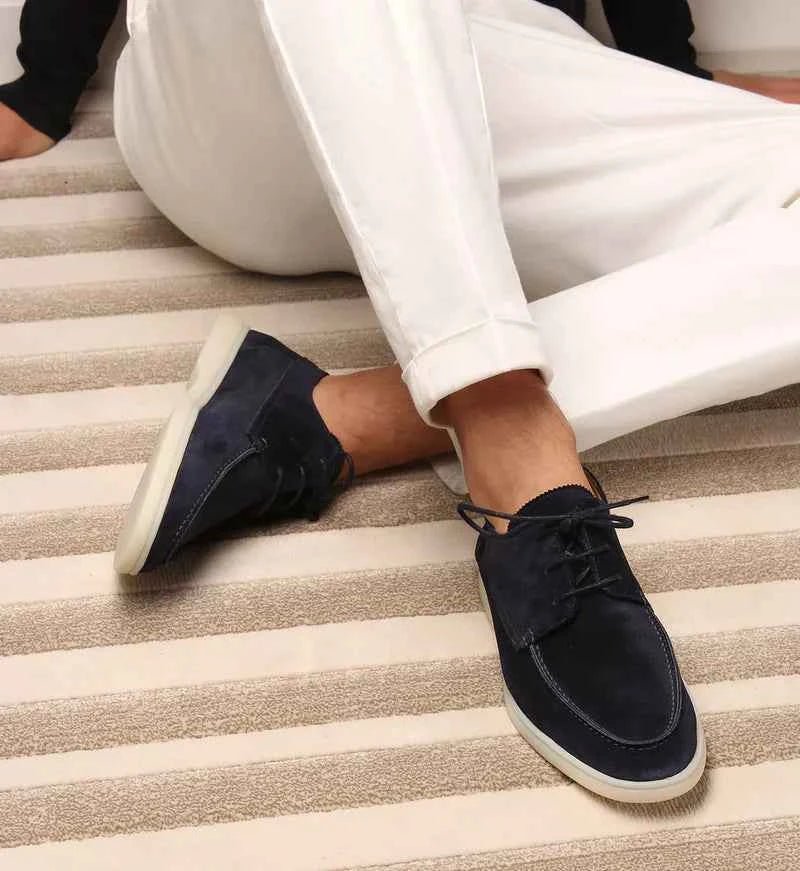 Eleganti scarpe in suede con lacci – Mocassini leggeri con suola comoda per uomo