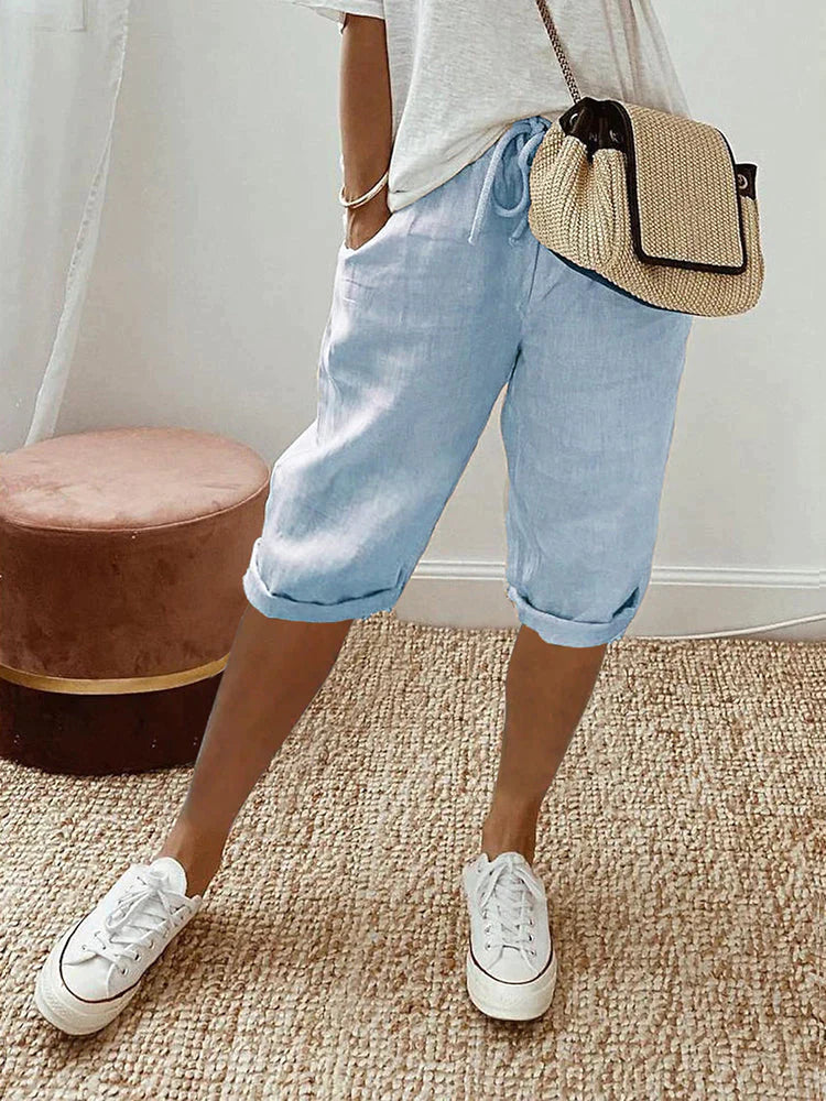 Fioralys - Pantaloni corti per donne in cotone-lino – fluidi, leggeri e alla moda per l'estate 2026