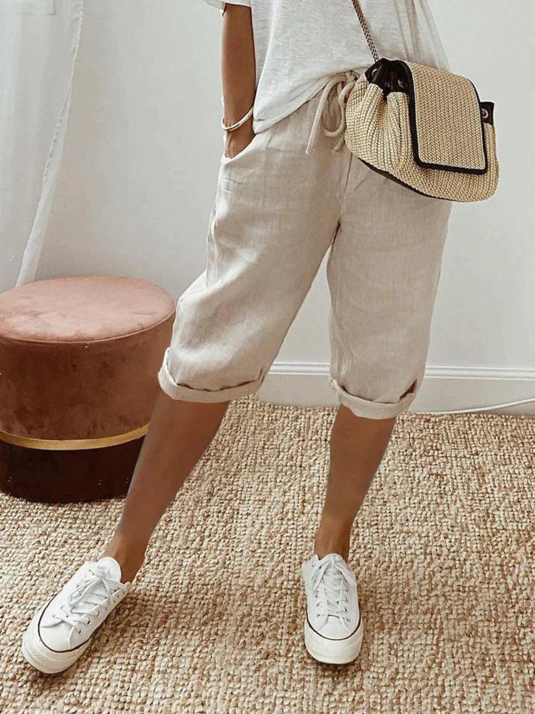 Fioralys - Pantaloni corti per donne in cotone-lino – fluidi, leggeri e alla moda per l'estate 2026