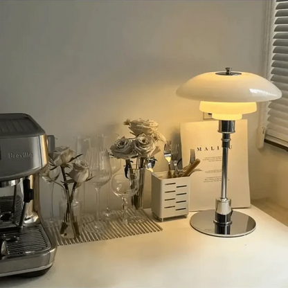 Lampada da tavolo vintage con paralume a fungo – Elegante lampada di design retro per soggiorno e camera da letto