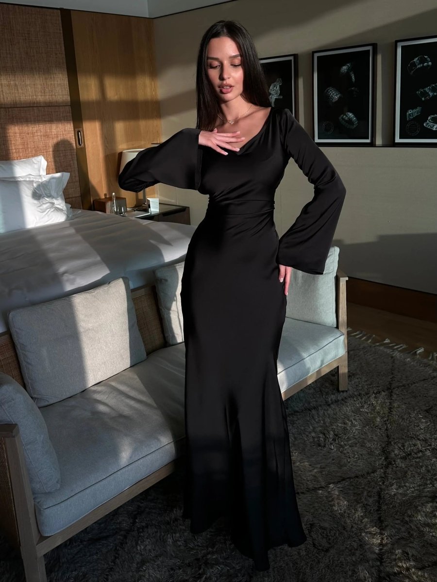 Elegante Maxidress con maniche a campana – Abito da sera aderente per donne