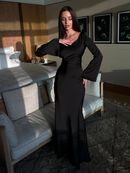 Elegante Maxidress con maniche a campana – Abito da sera aderente per donne