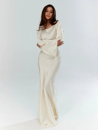 Elegante Maxidress con maniche a campana – Abito da sera aderente per donne