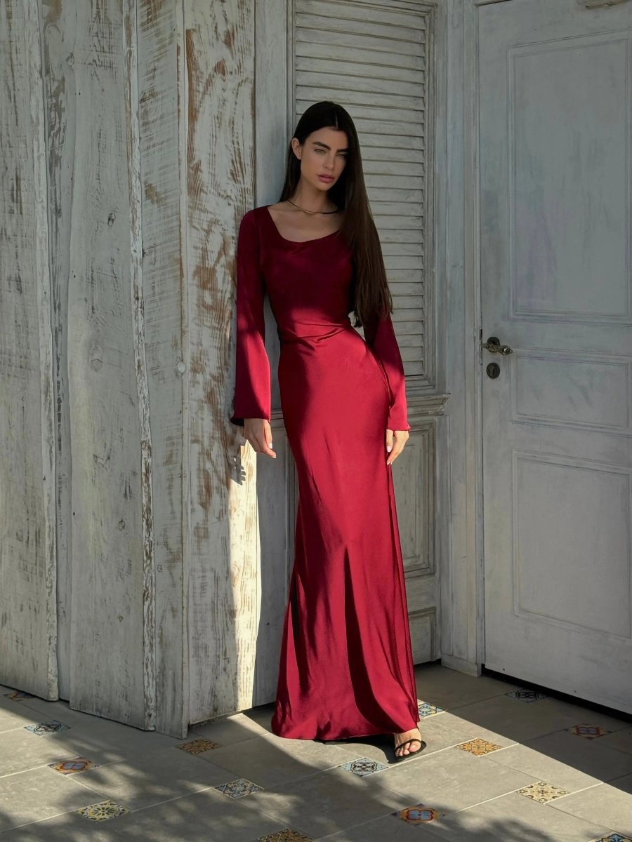 Elegante Maxidress con maniche a campana – Abito da sera aderente per donne