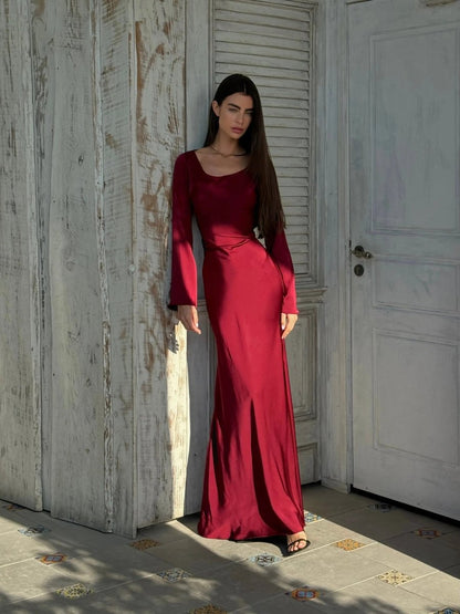 Elegante Maxidress con maniche a campana – Abito da sera aderente per donne