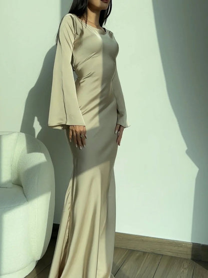 Elegante Maxidress con maniche a campana – Abito da sera aderente per donne