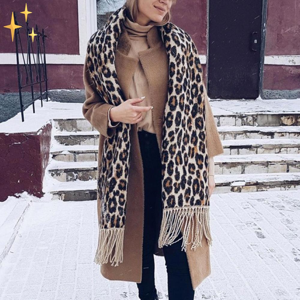 Sciarpa Leopardo Megan - Meravigliosamente Calda e Moda per Tutto l'Inverno