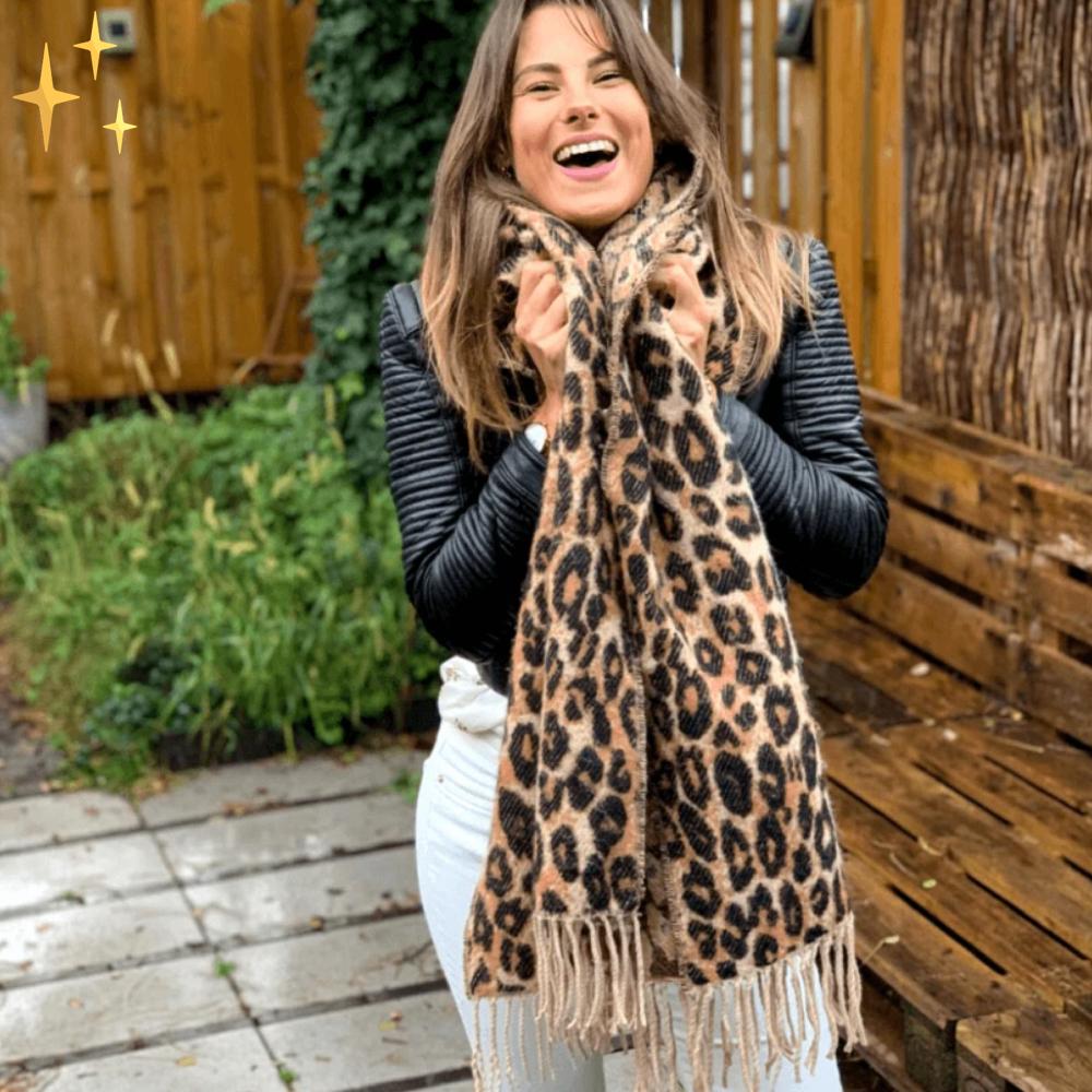 Sciarpa Leopardo Megan - Meravigliosamente Calda e Moda per Tutto l'Inverno
