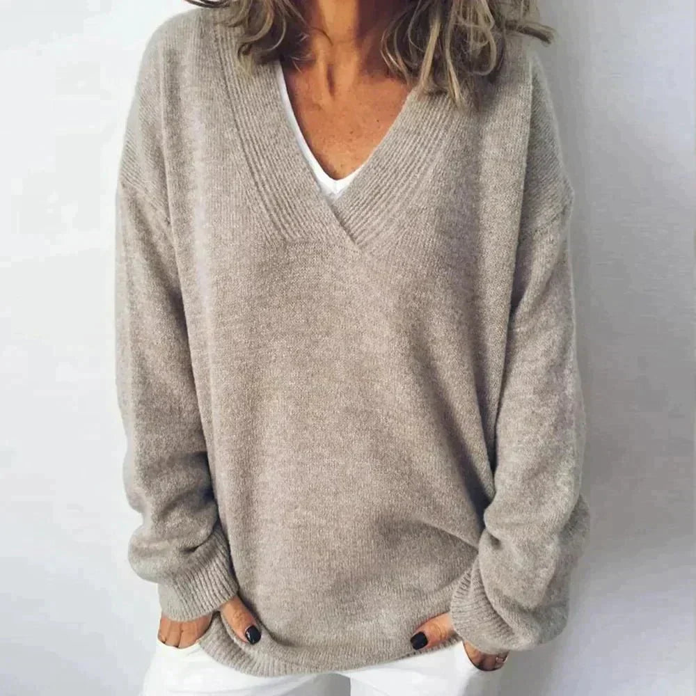 Camille - Elegante Pullover in Cashmere con Scollatura a V