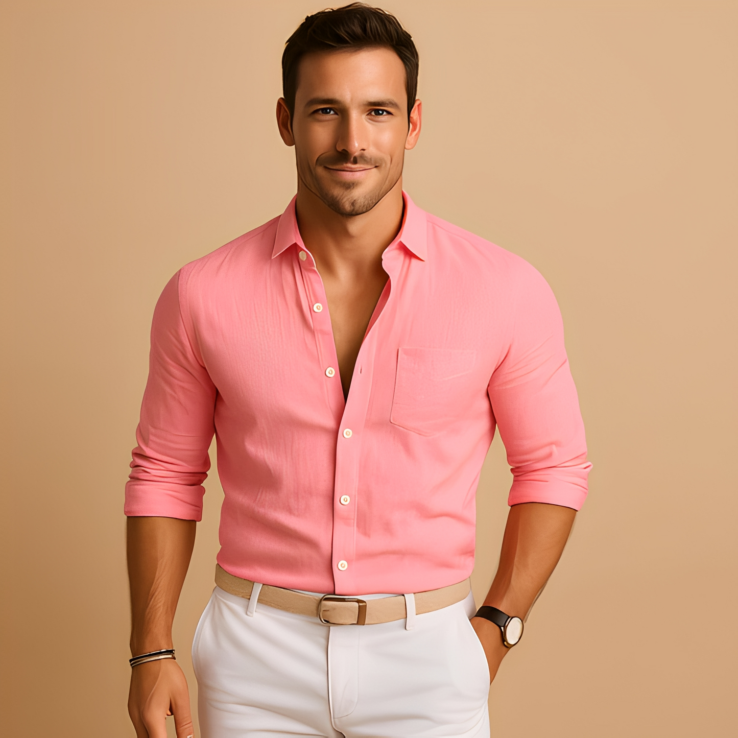 Félix - Camicia leggera da uomo con bottoni