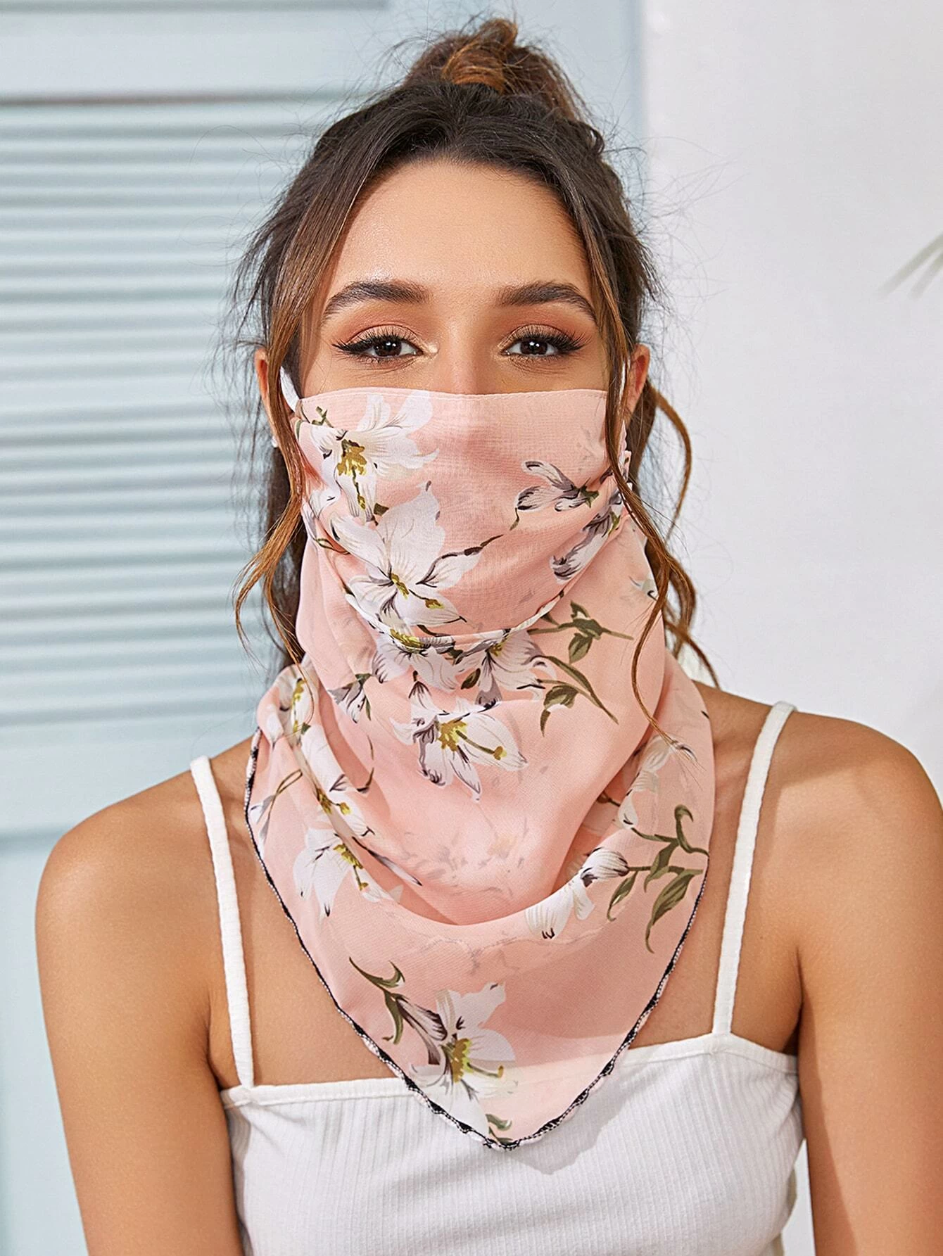 Sérélia - Foulard in Nero e Bianco con Ganci per Orecchie