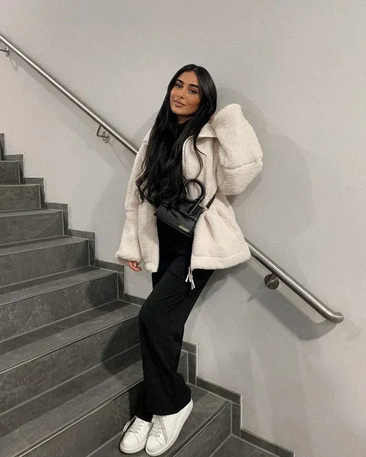 Liorisse - Elegante giacca Teddy per la primavera con zip e tasche per donne