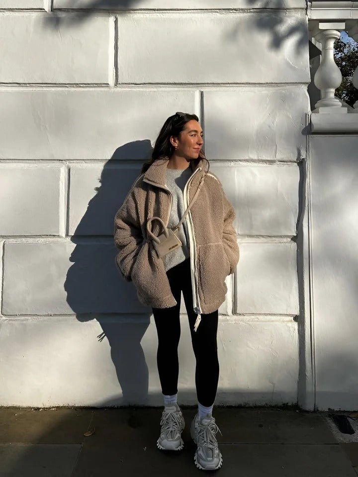 Liorisse - Elegante giacca Teddy per la primavera con zip e tasche per donne