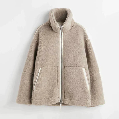 Liorisse - Elegante giacca Teddy per la primavera con zip e tasche per donne
