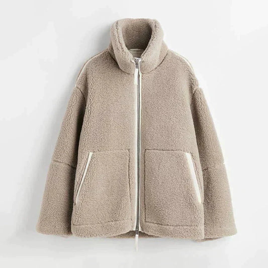 Liorisse - Elegante giacca Teddy per la primavera con zip e tasche per donne