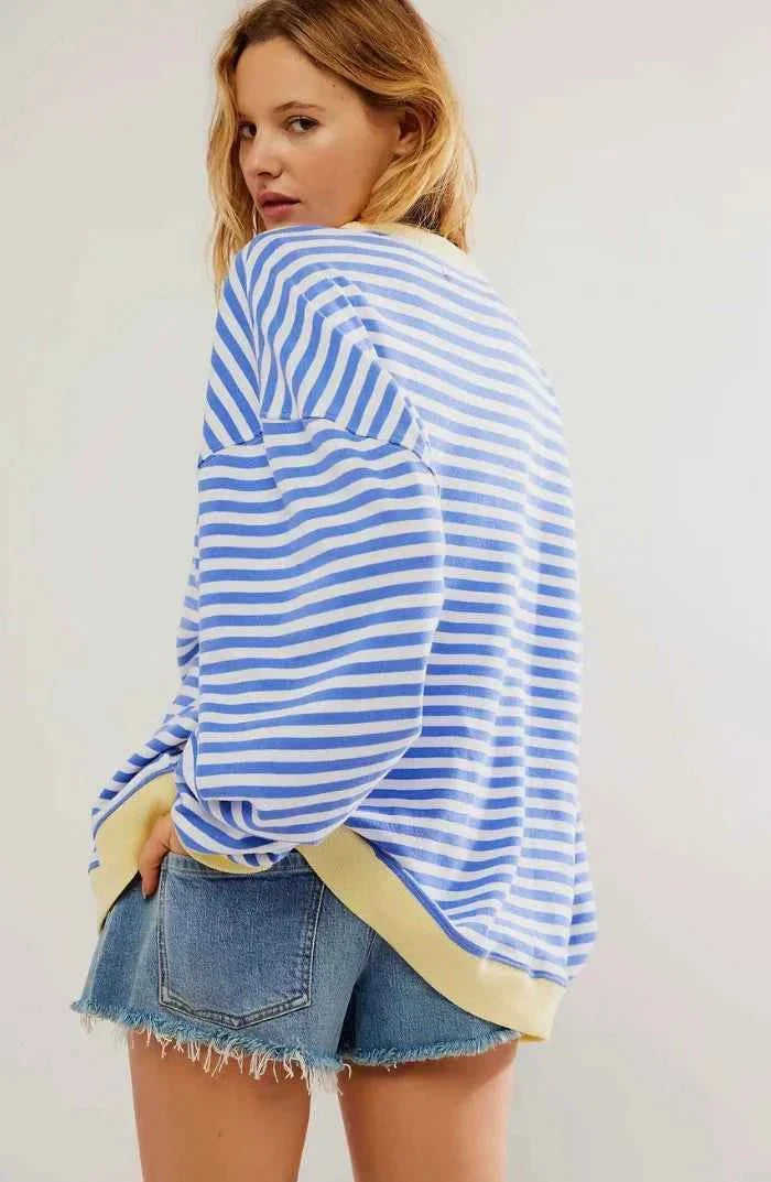 Maglione a righe oversize casual per donne – Look comodo da sweatshirt