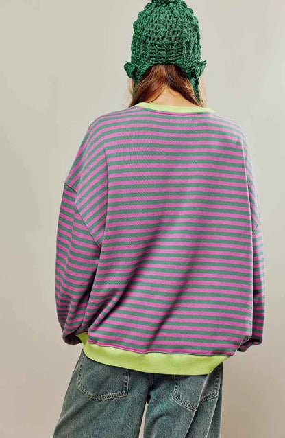 Maglione a righe oversize casual per donne – Look comodo da felpa