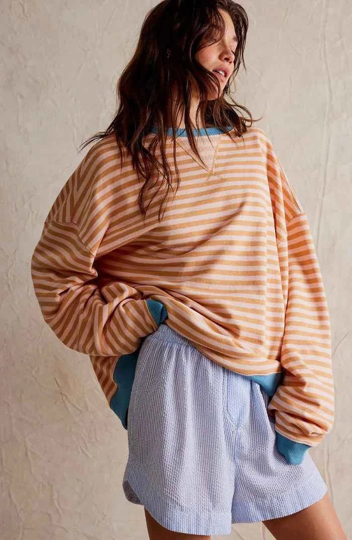 Maglione a righe oversize casual per donne – Look comodo da sweatshirt