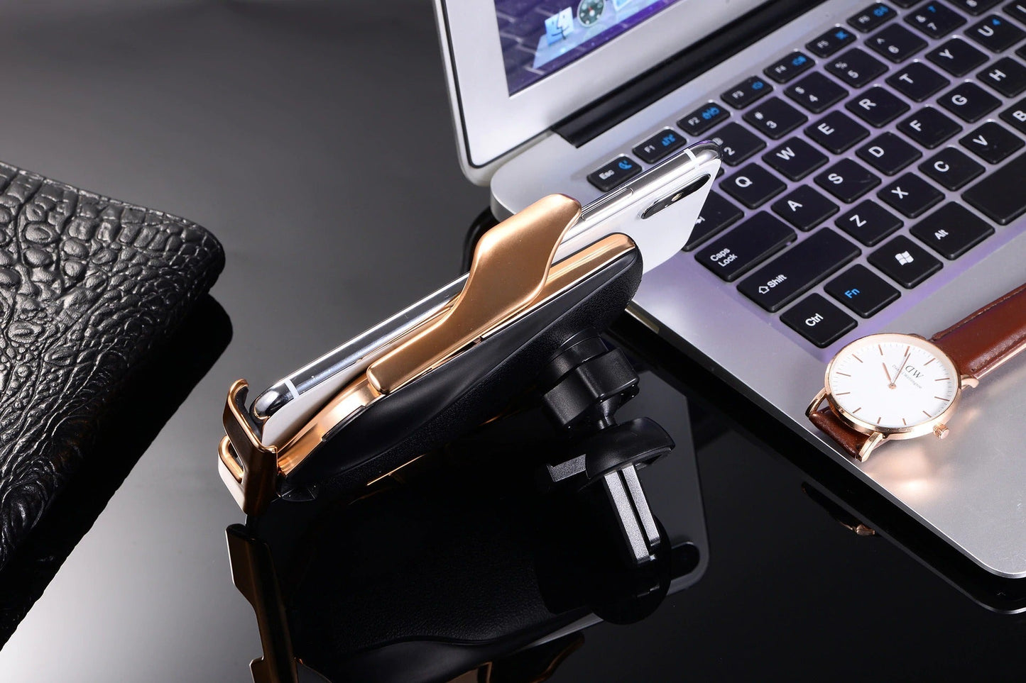 Gripora - PREMIUM - Supporto per smartphone automatico | Caricabatterie wireless