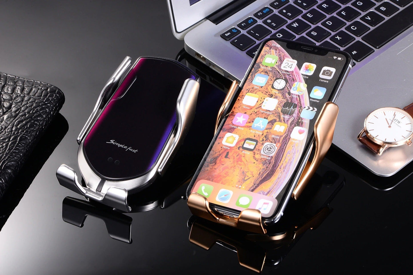 Gripora - PREMIUM - Supporto per smartphone automatico | Caricabatterie wireless