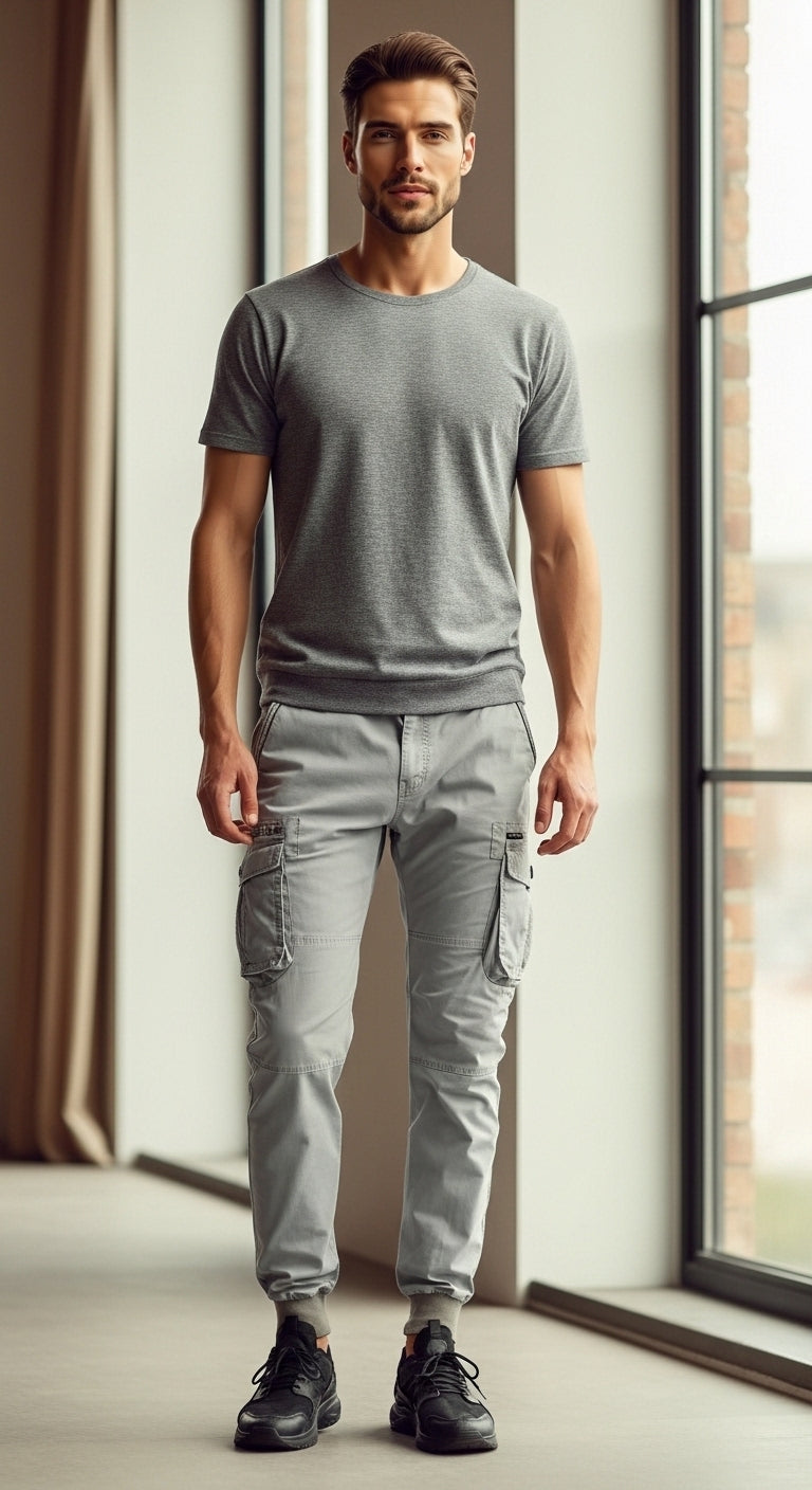 Marcel - Pantaloni Cargo Jogger per Uomo, Nero, Taglio Casual