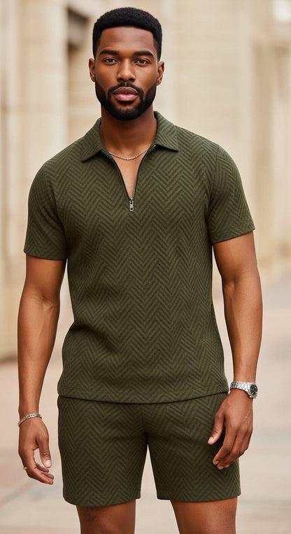 Antoine - Set polo e pantaloni corti per uomo, abbigliamento estivo casual