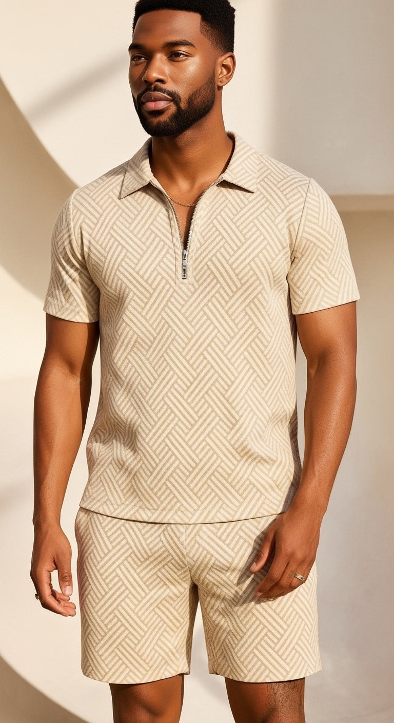 Antoine - Set polo e pantaloni corti per uomo, abbigliamento estivo casual