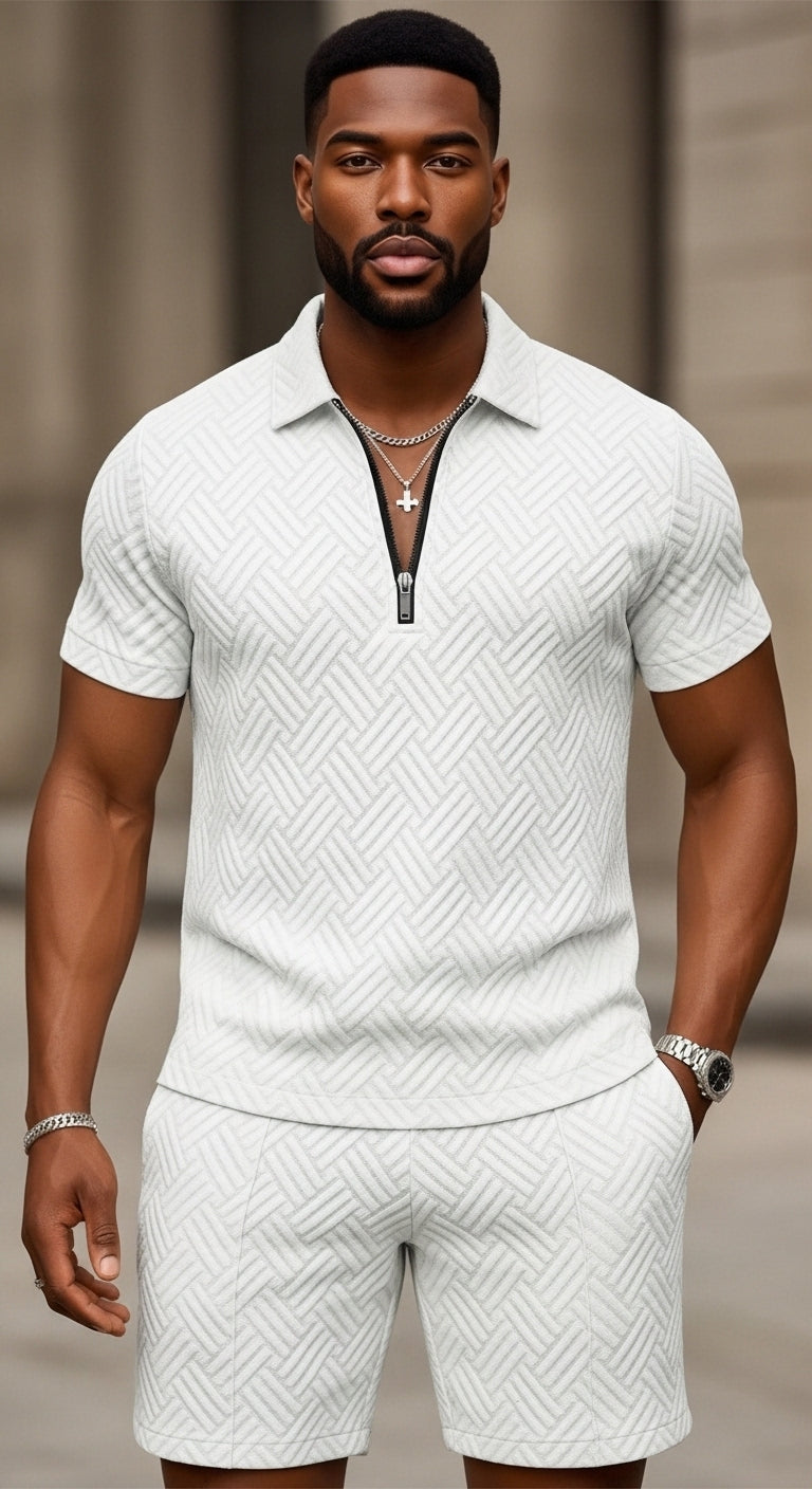 Antoine - Set polo e pantaloni corti per uomo, abbigliamento estivo casual