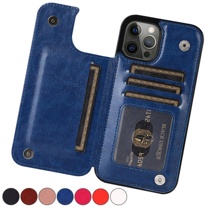 Magnoria - Borsa in pelle di lusso per smartphone con scomparti per carte, area foto e chiusura magnetica