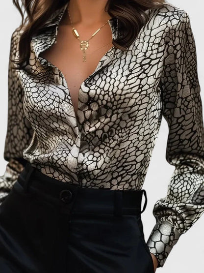 Jovienne - Blusa Elegante e Lucente con Motivo Leopardato per Donne