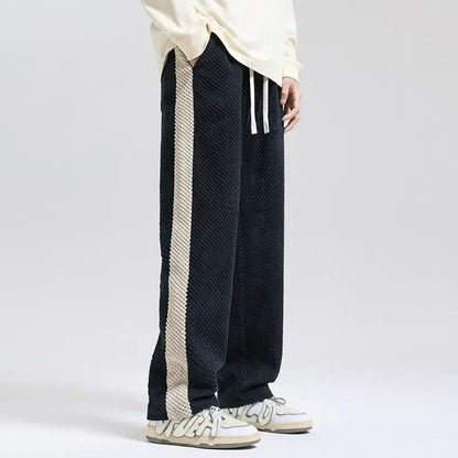 Pantaloni da jogging per uomo casual con strisce laterali – Pantaloni comodi per il tempo libero con cordoncino