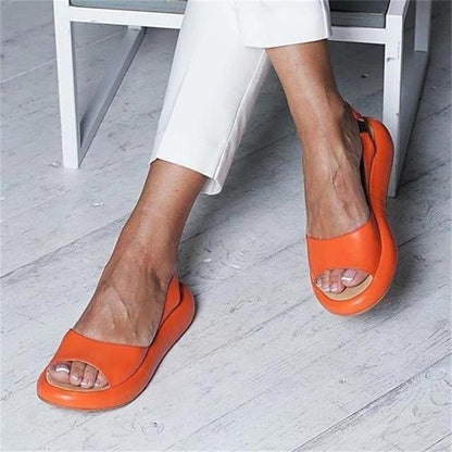 Sandali Slingback Comodi per Donna – Scarpe Estive Morbide con Soletta a Cuneo e Peep-Toe
