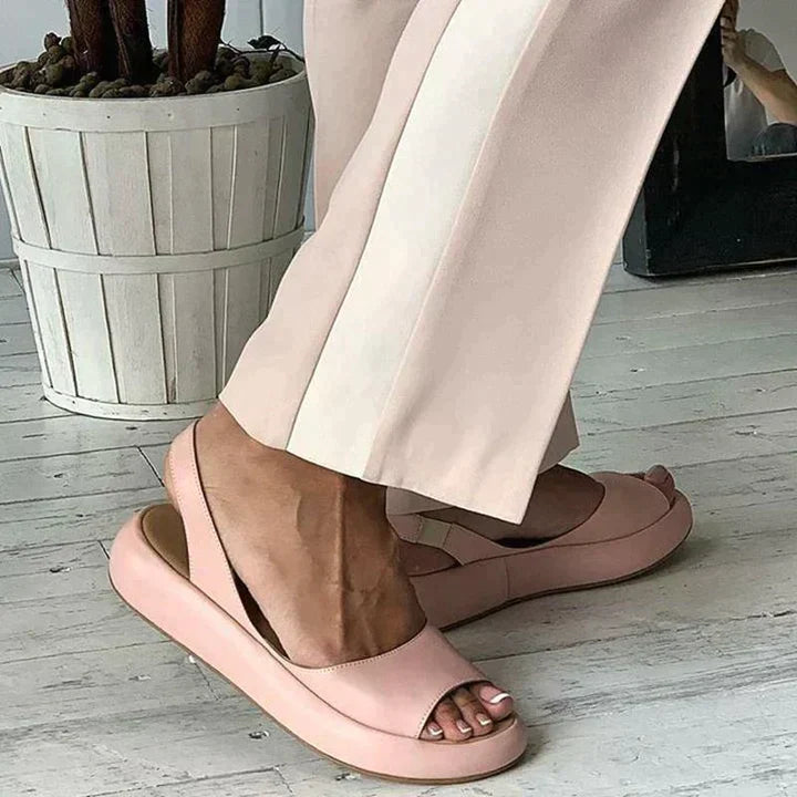 Sandali Slingback Comodi per Donna – Scarpe Estive Morbide con Soletta a Cuneo e Peep-Toe