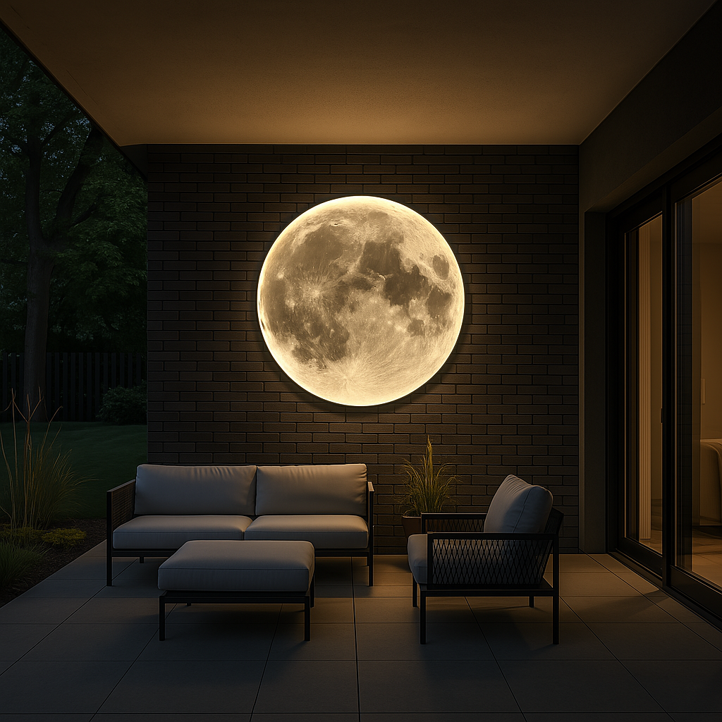 LumiLuna - Lampada da parete Lunara Moon con superficie craterica realistica e luce LED soffusa