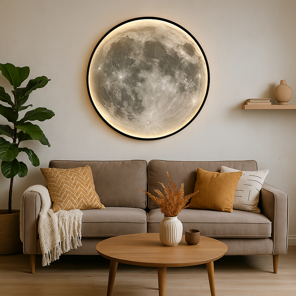 LumiLuna - Lampada da parete Lunara Moon con superficie craterica realistica e luce LED soffusa