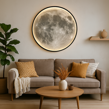 LumiLuna - Lampada da parete Lunara Moon con superficie craterica realistica e luce LED soffusa