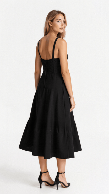 Noémie - Abito Balconette Elegante per Donne in Primavera con Vita Sottolineata, Spacco e Motivo Floreale