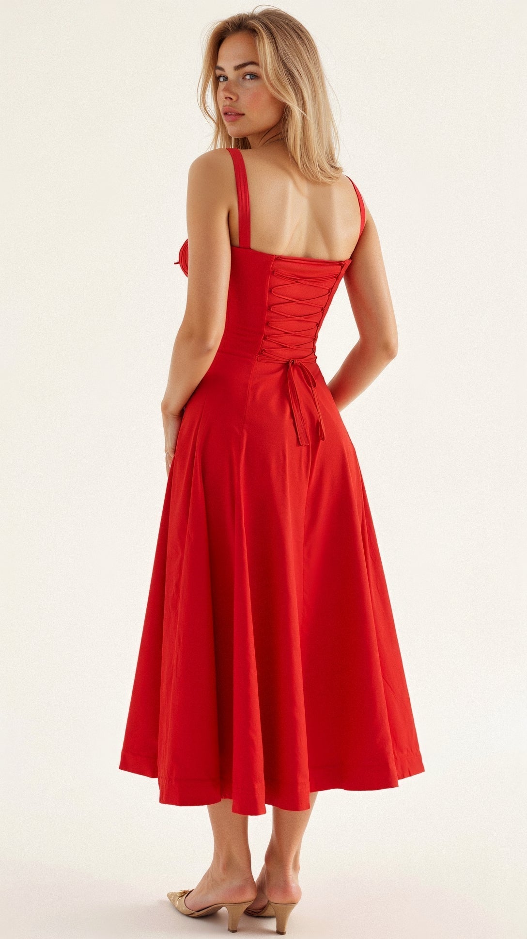 Noémie - Abito Balconette Elegante per Donne in Primavera con Vita Sottolineata, Spacco e Motivo Floreale