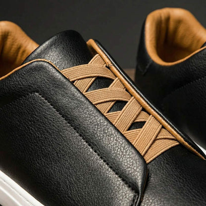 Sneaker in pelle minimaliste per uomini – Comodi scarpe slip-on con lacci elastici