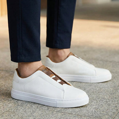 Sneaker in pelle minimaliste per uomini – Comodi scarpe slip-on con lacci elastici