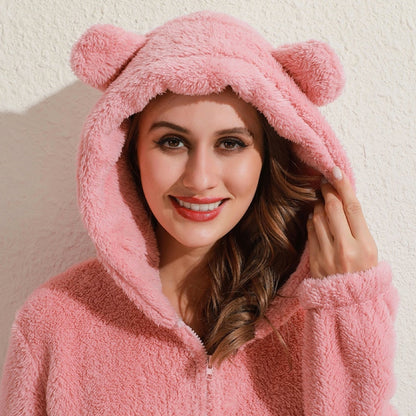 Nia - Tuta in fleece super morbida con orecchie da orso