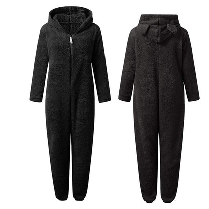 Nia - Tuta in fleece super morbida con orecchie da orso