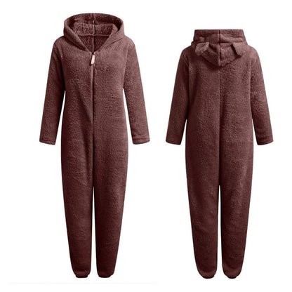 Nia - Tuta in fleece super morbida con orecchie da orso