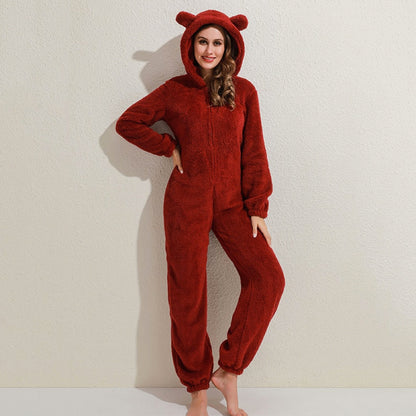Nia - Tuta in fleece super morbida con orecchie da orso