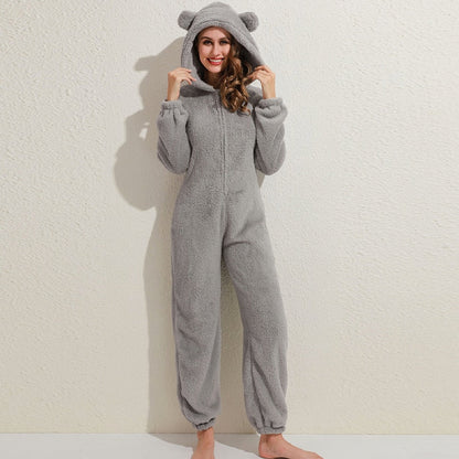 Nia - Tuta in fleece super morbida con orecchie da orso