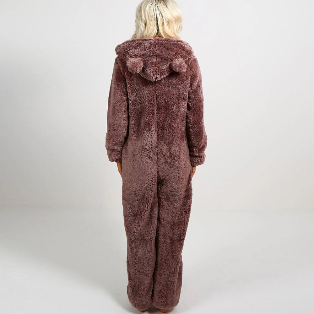Nia - Tuta in fleece super morbida con orecchie da orso