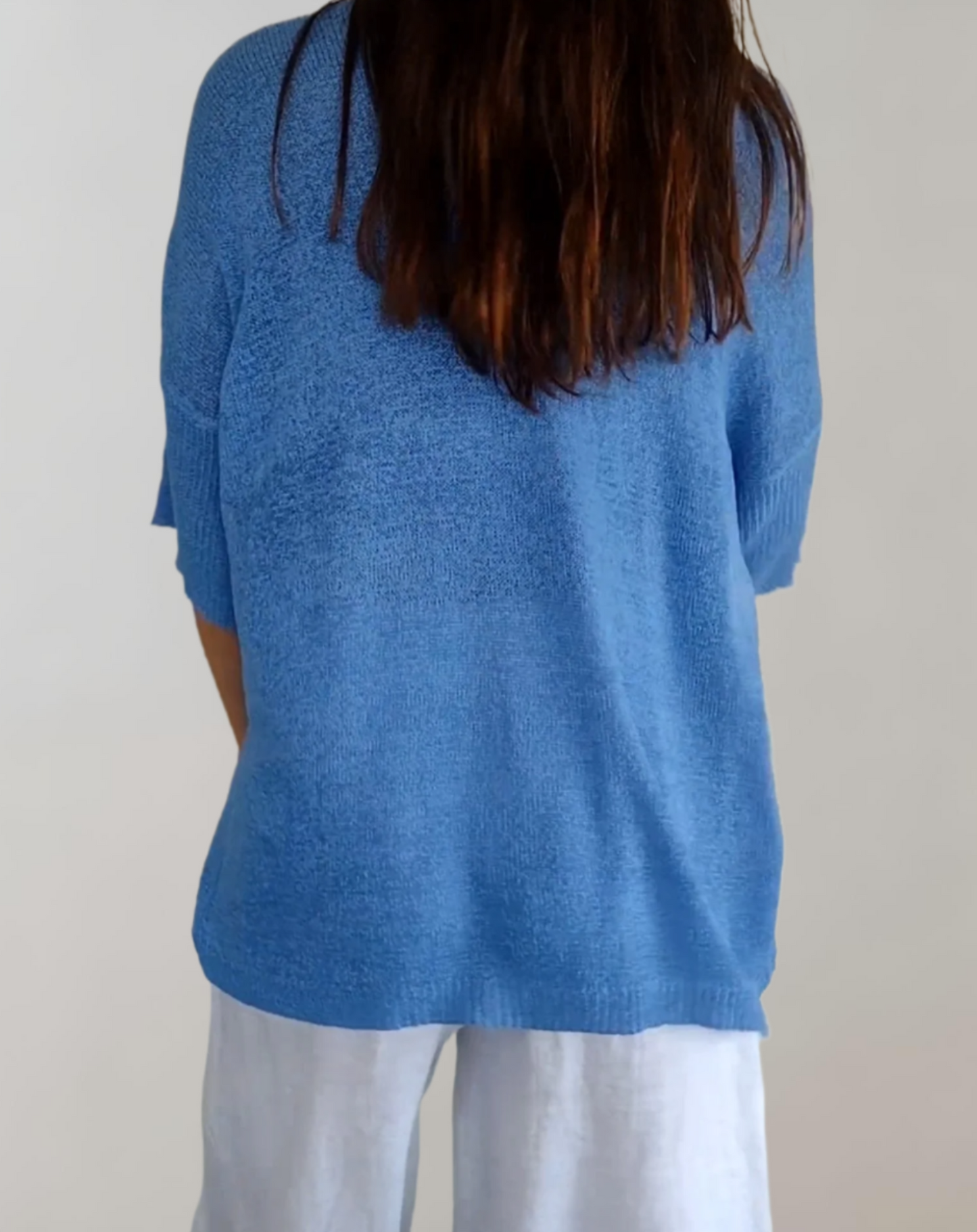 Isabeau - Maglione leggero e a maglia per la primavera, elegante, con scollatura ampia e maniche corte